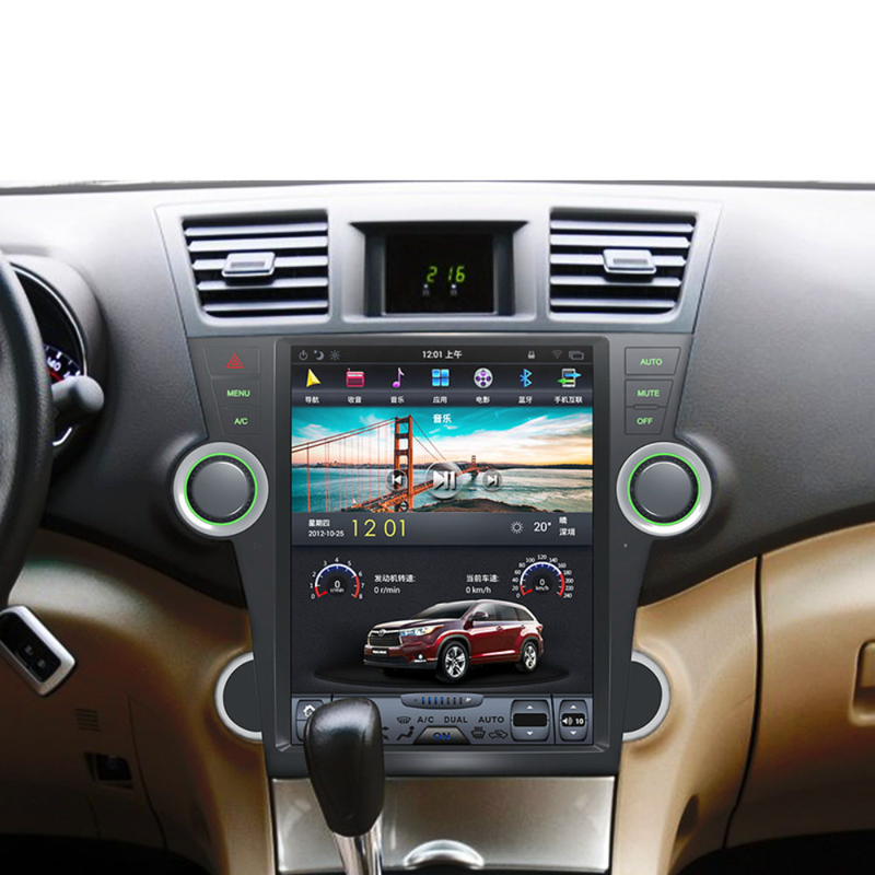 12 นิ้ว Qualcomm Car Android Head Unit สไตล์เทสลา Android11 ​​สำหรับ Toyota Highlander 2009-2013