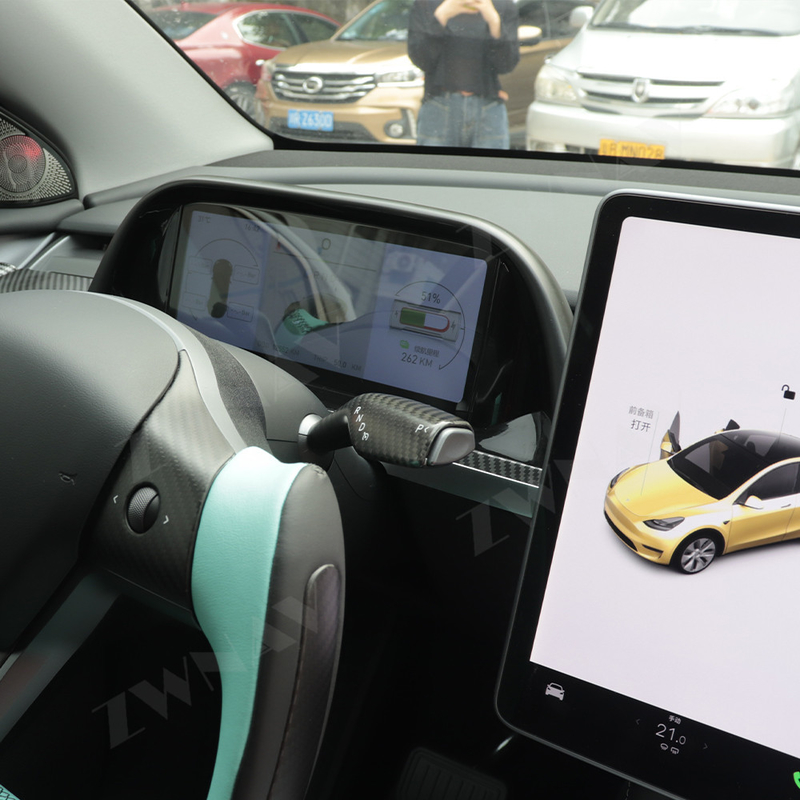 แผงหน้าปัด LCD รถยนต์คาร์บอนไฟเบอร์ Tesla รุ่น 3 รุ่น Y Digital Cluster