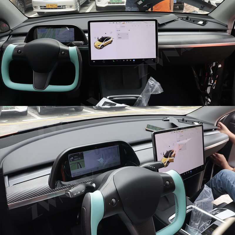 แผงหน้าปัด LCD รถยนต์คาร์บอนไฟเบอร์ Tesla รุ่น 3 รุ่น Y Digital Cluster
