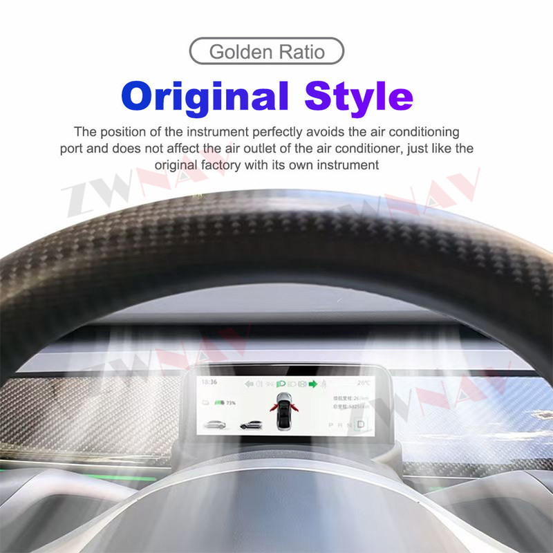 4.6'' Digital Instrument Cluster Display Tesla Model 3 Model Y AMD/Intel Car LCD Dashboard