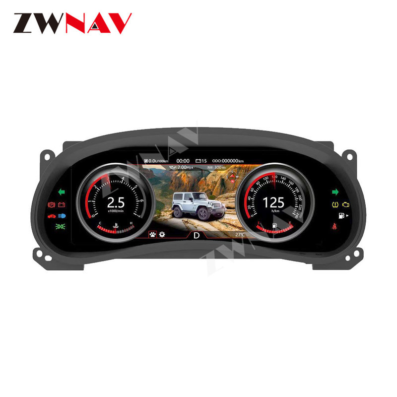12.3 "LCD Digital Instrument Cluster Display Jeep Wrangler Car Dashboard ระบบนำทาง GPS