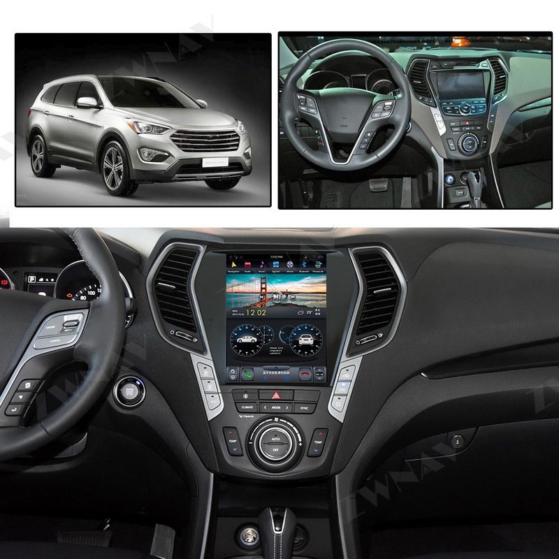 วิทยุติดรถยนต์ Tesla Style Head Unit สำหรับ Hyundai Santa Fe Ix45 2013-2018 เครื่องเล่นมัลติมีเดีย