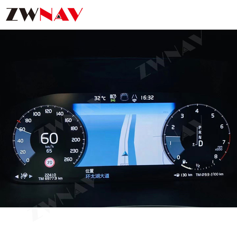 Volvo XC90 Car Digital Cluster 12.3 นิ้ว LCD Dashboard Speedmeter 1920*720