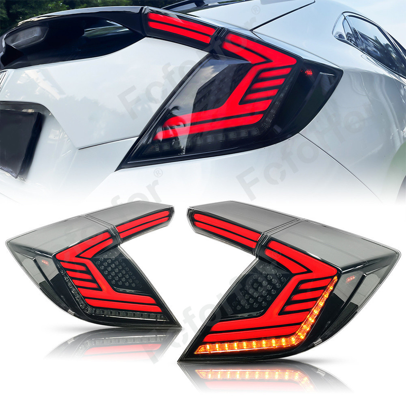 ไฟท้ายรถ 2016-2021สำหรับ Honda 10 Generation Civic 2 ช่อง LED ไฟท้ายประกอบโรตารี่สตรีมมิ่งพวงมาลัย