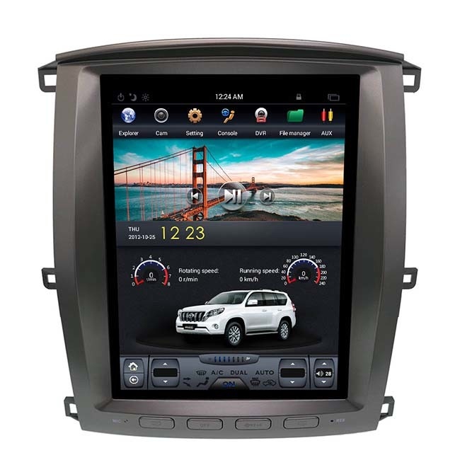 12.1 นิ้ว PX6 Tesla Style Head Unit Land Cruiser 64GB เครื่องเล่น GPS ในรถยนต์